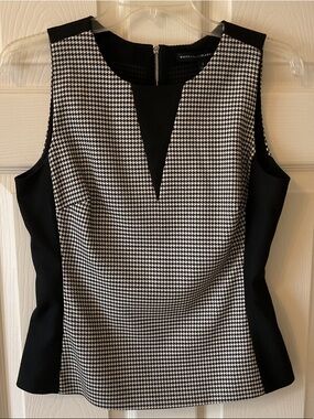 White House Black Market Black & White Houndstooth Ponte Shell Size 4